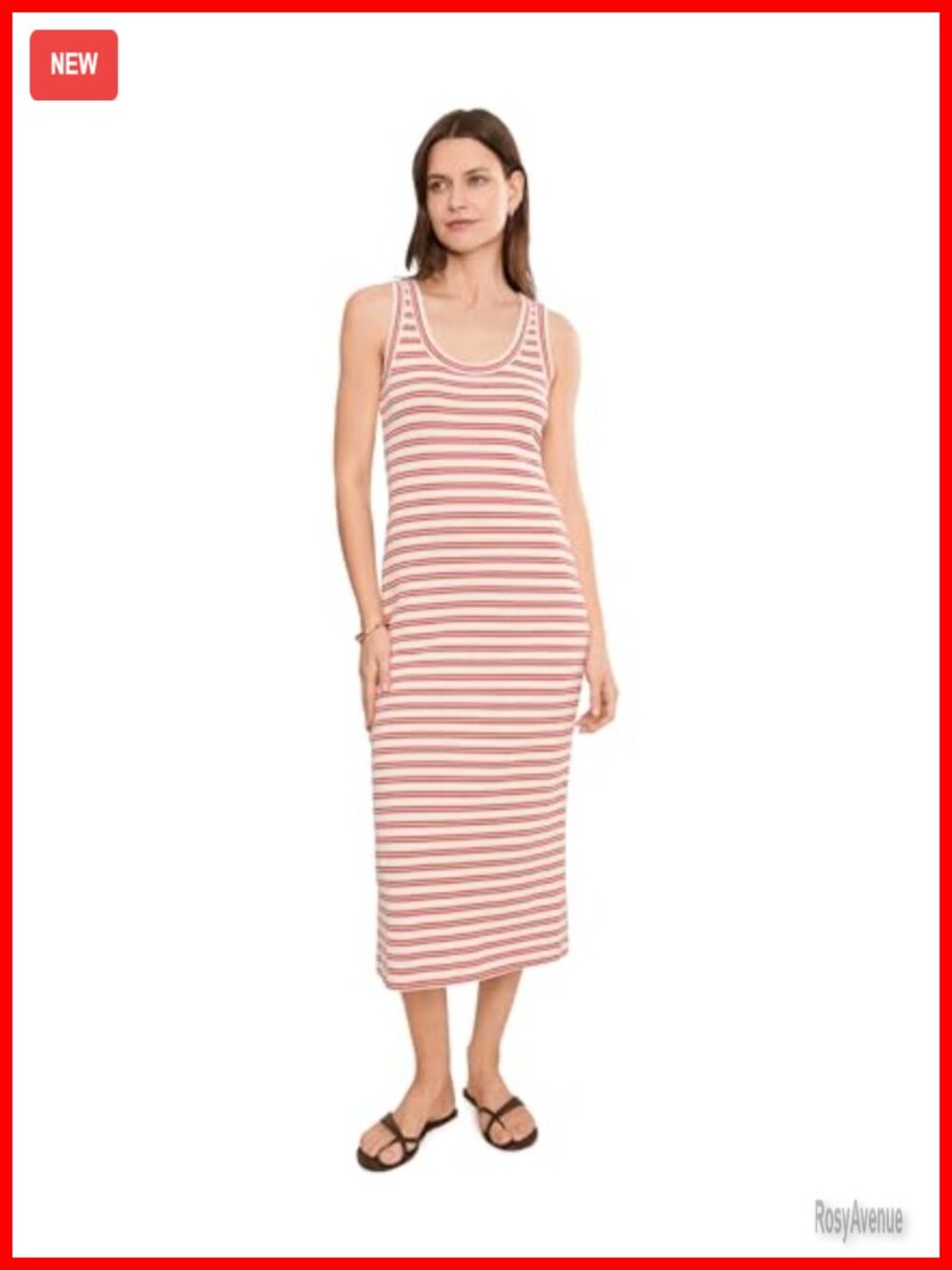 Madewell Bloom Texture Tank Midi Dress Striped Scoop Neck Sleeveless